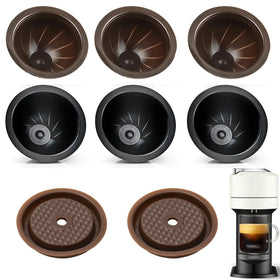 Sendoger brown 150ml cups for VertuoLine brewing; eco-friendly reusable option.
