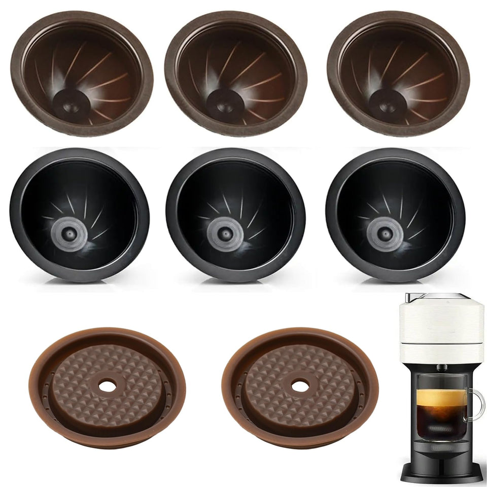 Sendoger brown 150ml cups for VertuoLine brewing; eco-friendly reusable option.