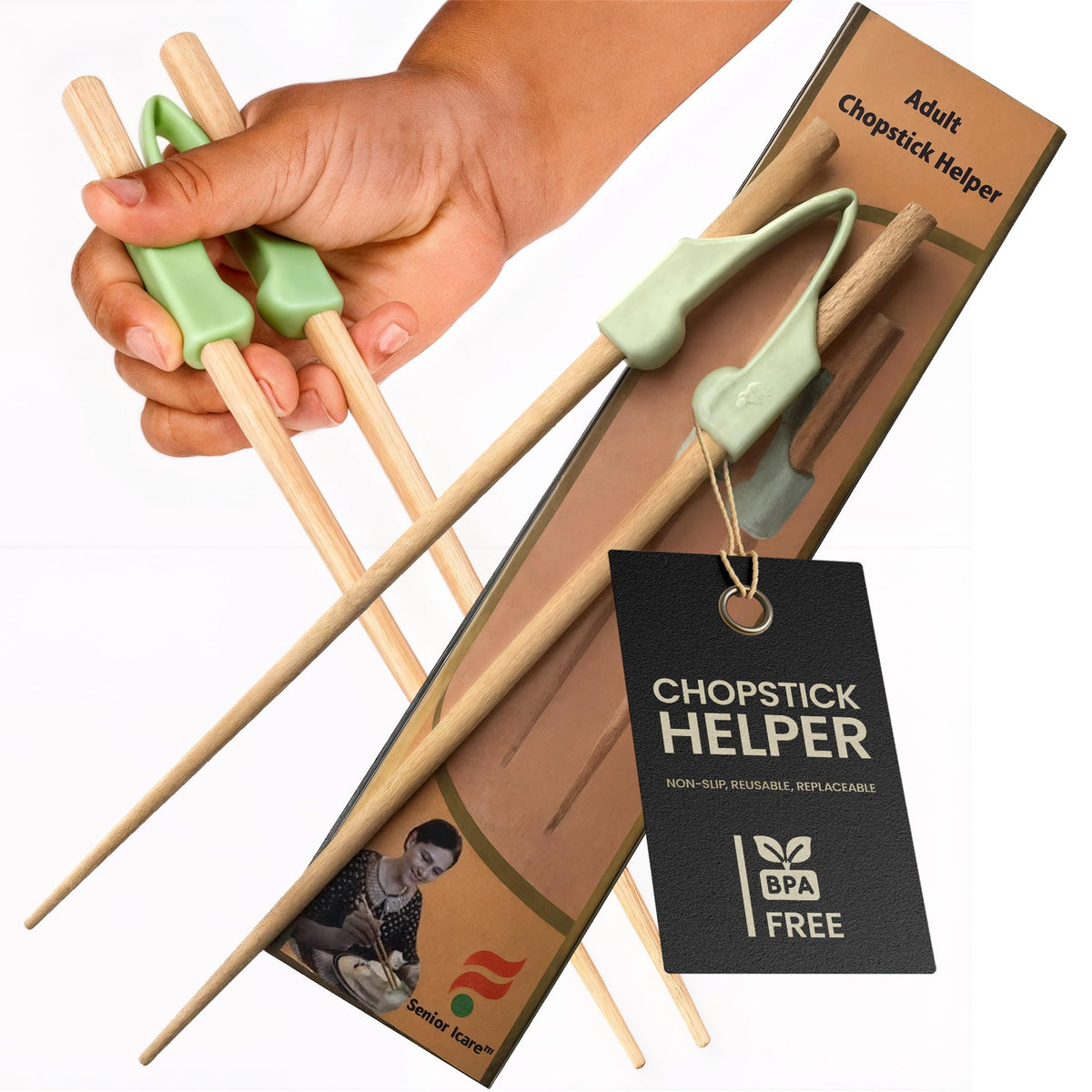 SENIOR ICARE chopstick helper assists beginners with a secure grip during meals
