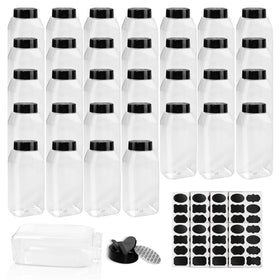 SENONAPO 34-pack clear square spice jars for easy content identification