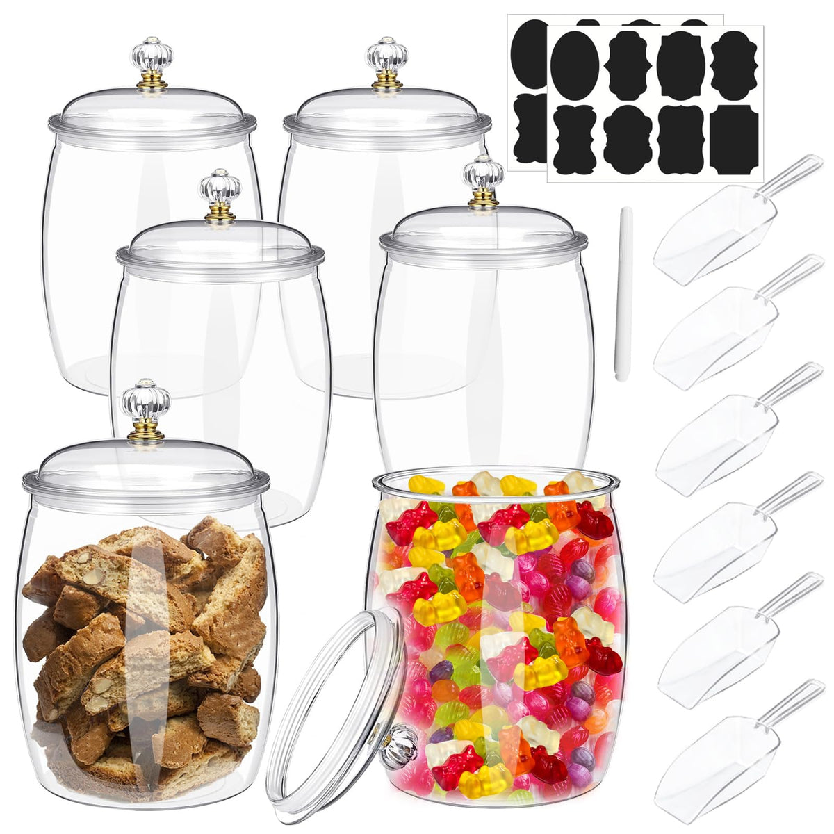 Senonapo 6-pack jars with lids for organized kitchen storage and easy access