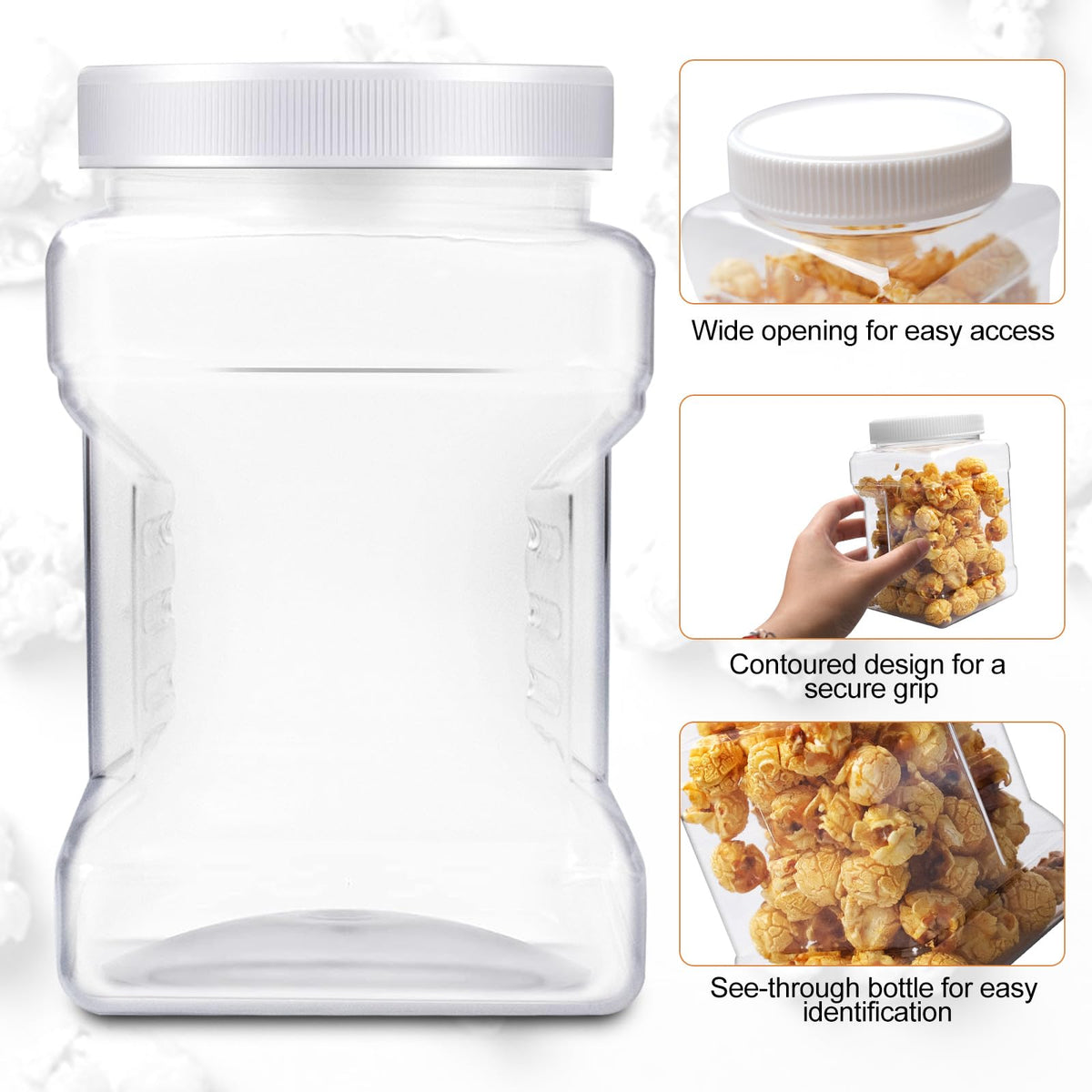 SENONAPO airtight lids securing plastic canisters to keep contents fresh.