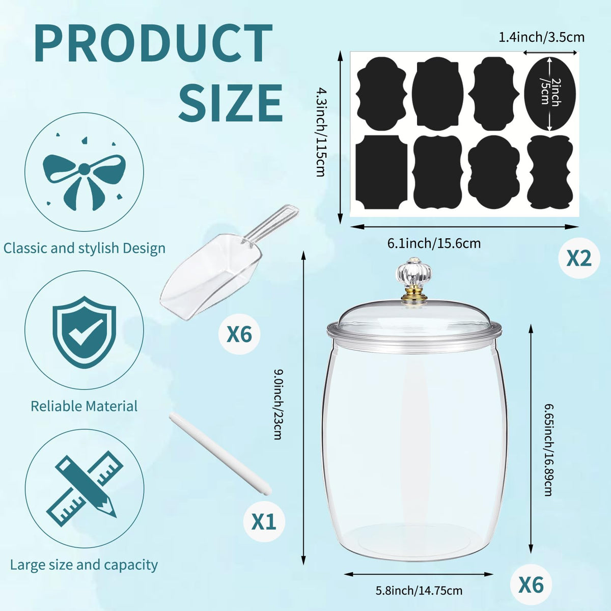 Senonapo 64 oz clear plastic jar showcasing contents while protecting freshness