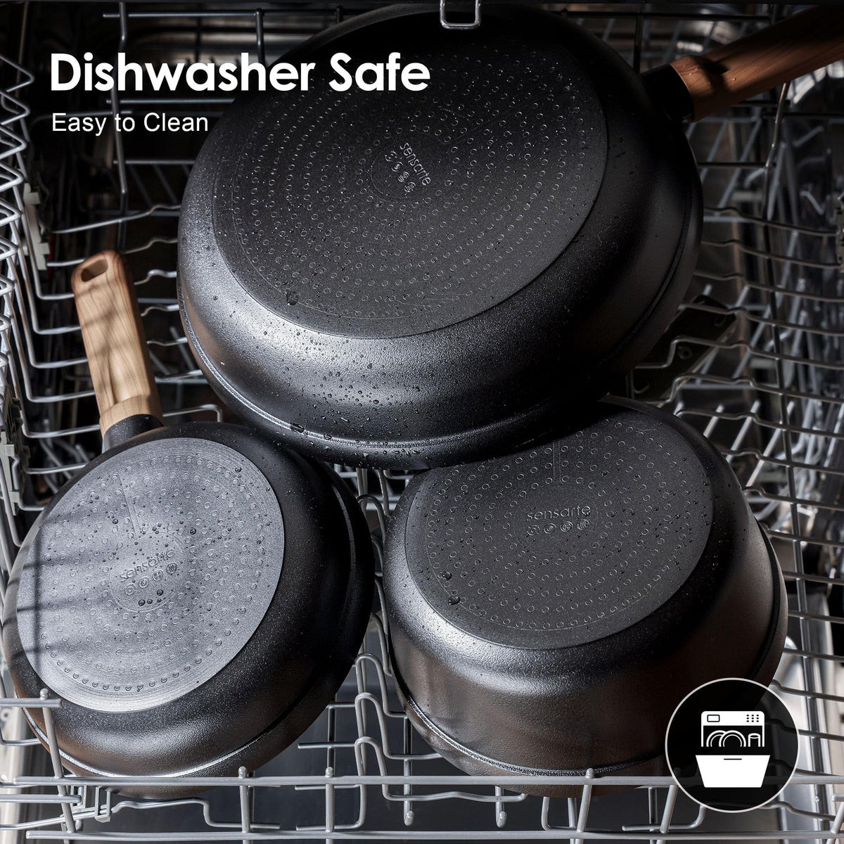 SENSARTE 1.5qt and 2.5qt saucepans with lids enable precise simmering.