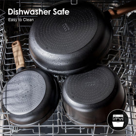SENSARTE 1.5qt and 2.5qt saucepans with lids enable precise simmering.