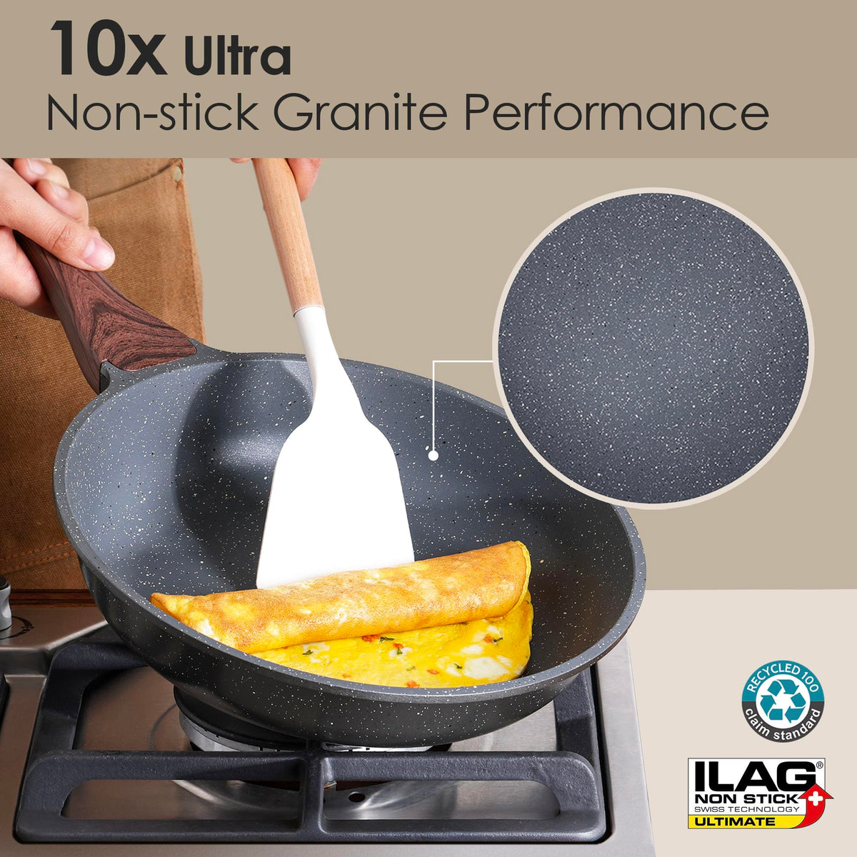 SENSARTE 10-inch crepe pan designed for delicate batters and quick omelets