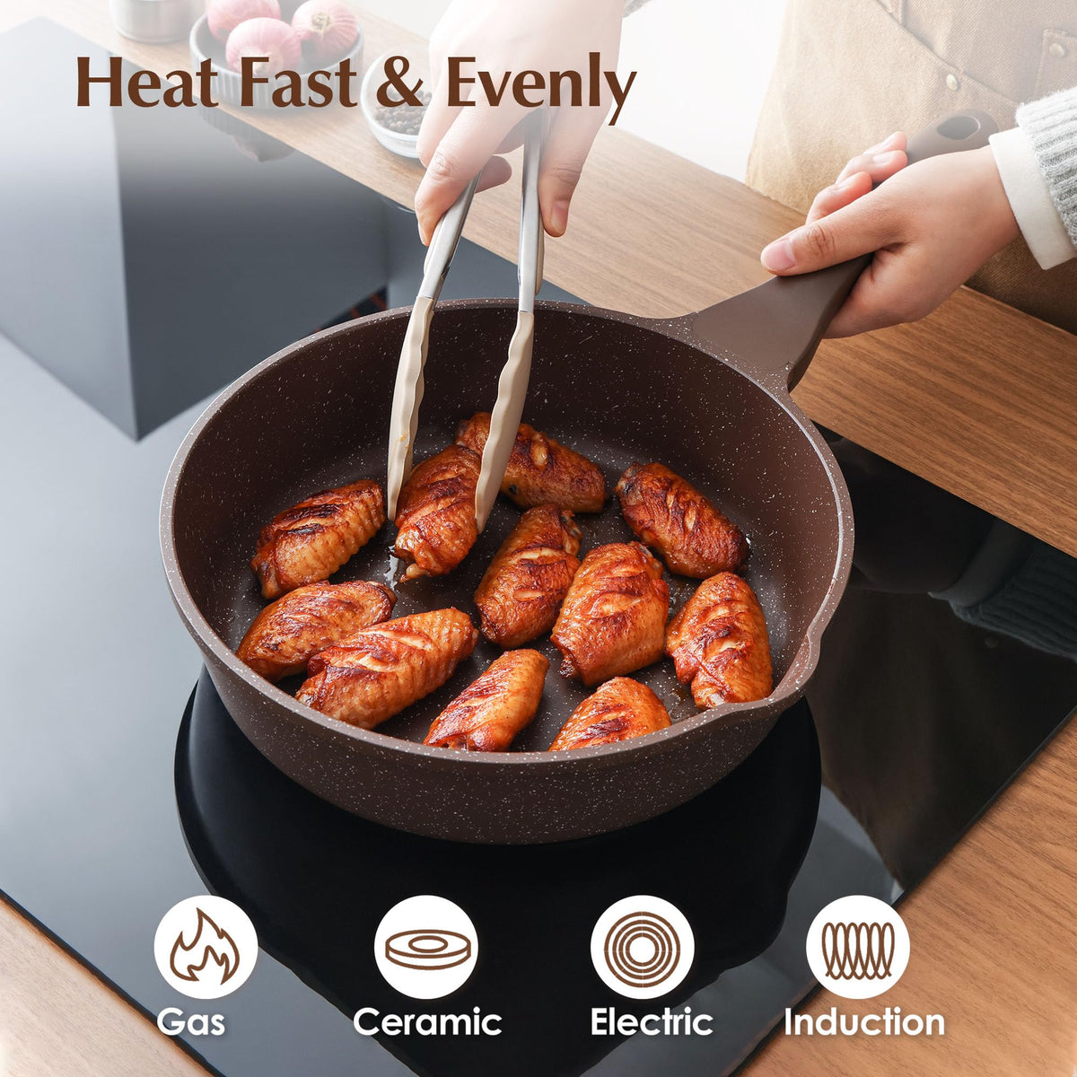 SENSARTE 10-inch skillet with induction-compatible base for versatile use