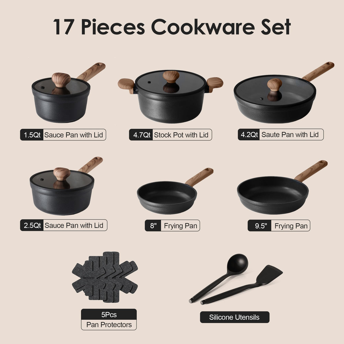SENSARTE 11-inch / 4.2qt sauté pan with lid ready for busy weeknights.