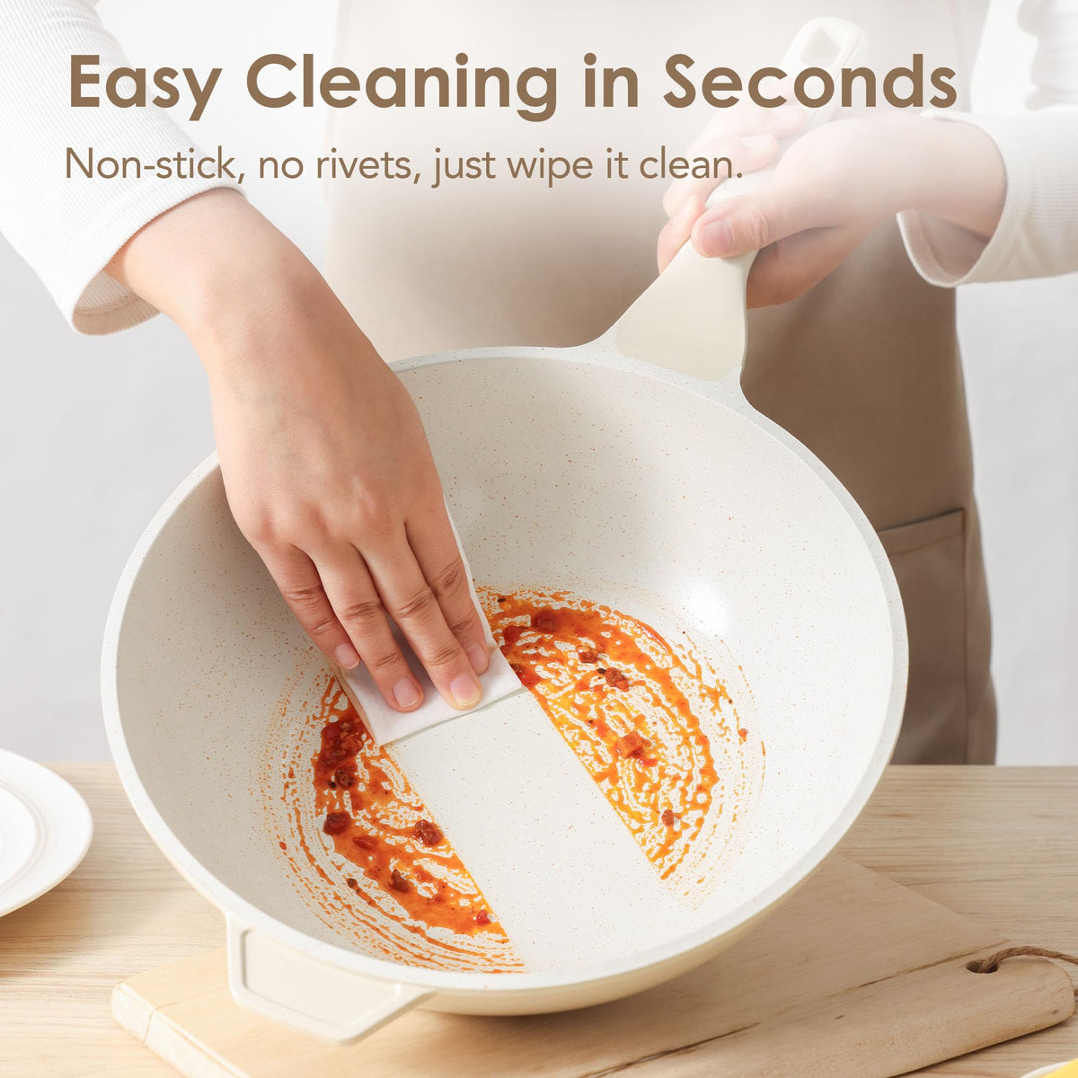 11-inch deep SENSARTE wok suitable for 2-4 servings.