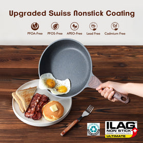 SENSARTE 11-inch frying pan with lid ready for browning and searing.