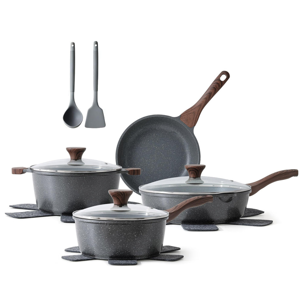 SENSARTE 13-piece nonstick set showcased for versatile cooking and easy cleanup.