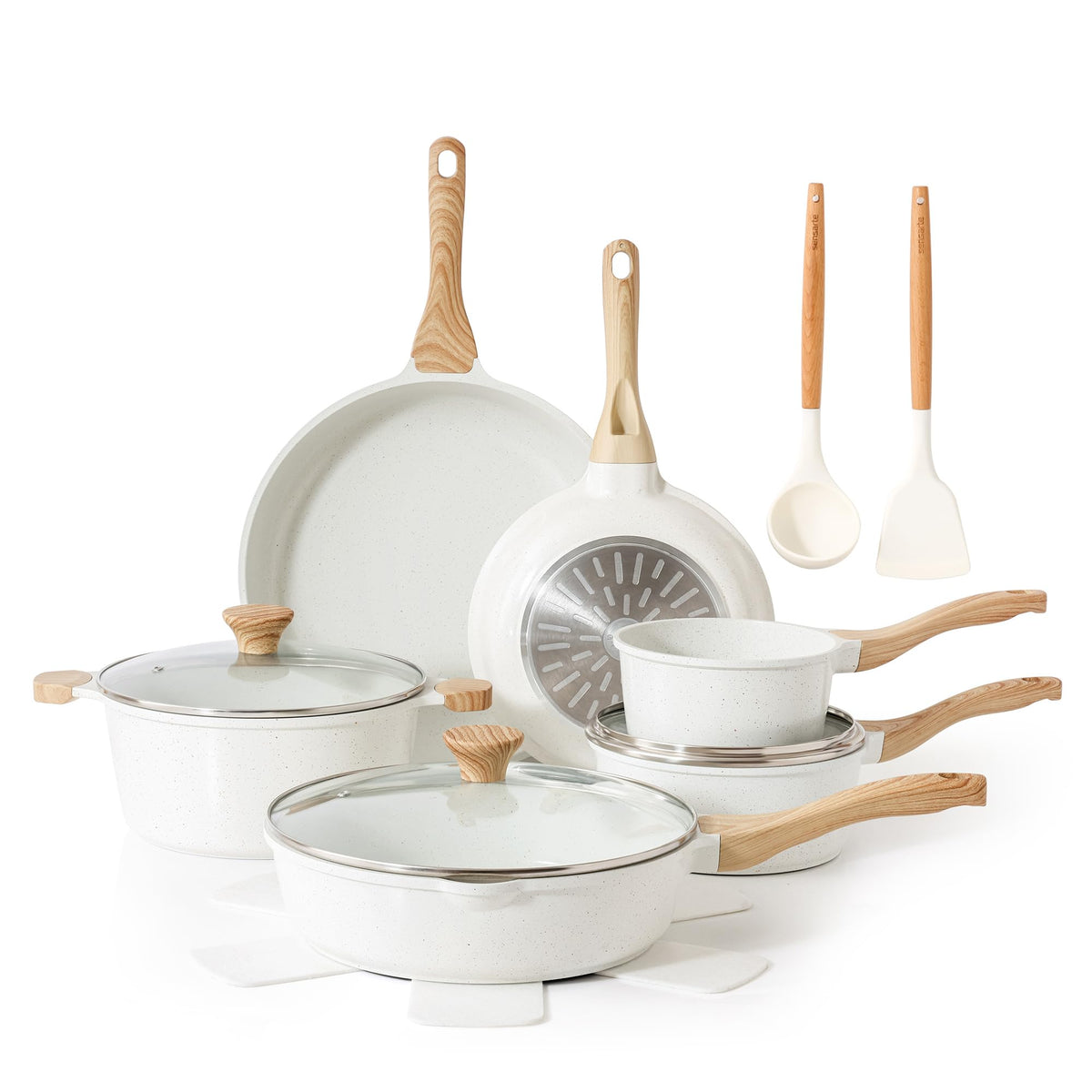 SENSARTE 16-piece ceramic cookware set viewed as a complete kitchen solution for healthy meals.