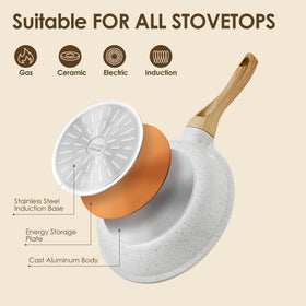 Sensarte 2.5qt saucepan with lid for simmering and easy transfer