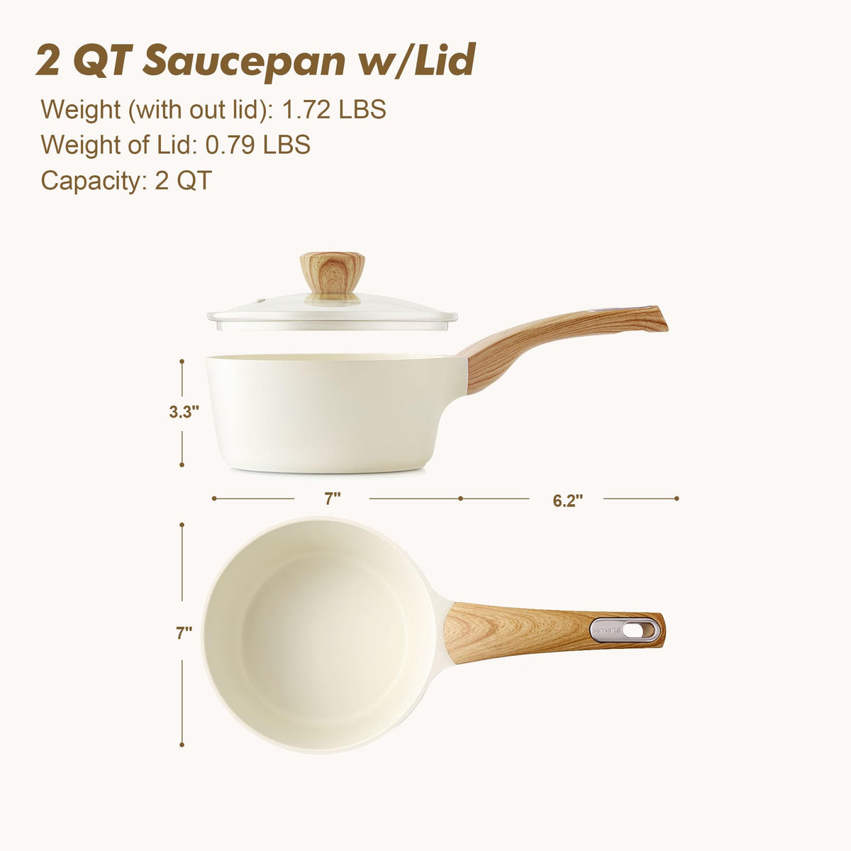 SENSARTE 2qt pan ideal for milk, sauces, soups and stews.