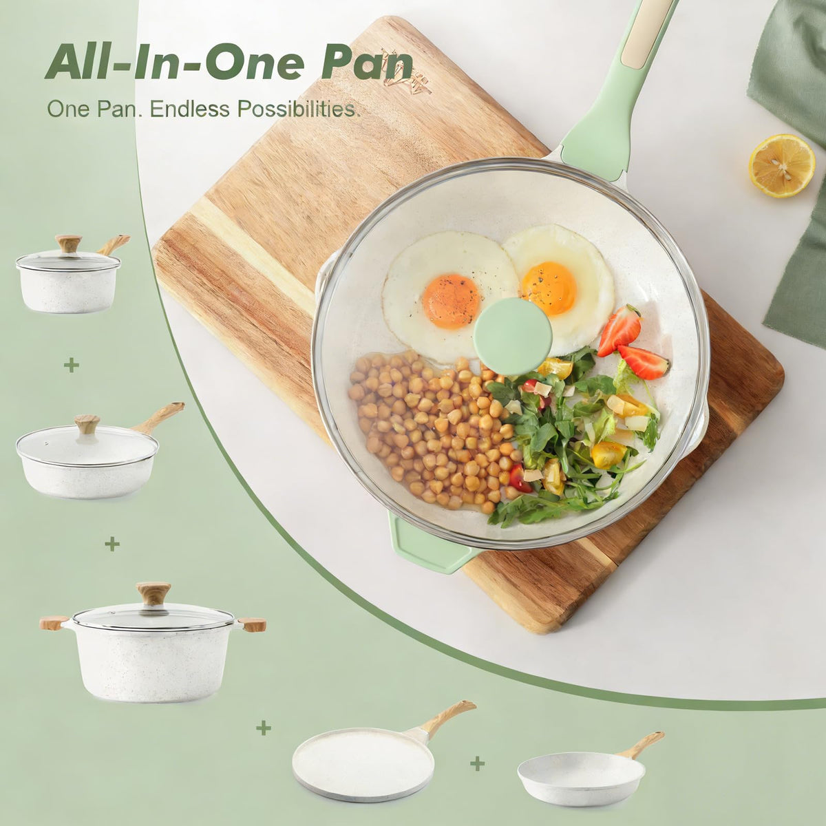 SENSARTE 3.5-quart deep saute pan ideal for sautéing, simmering, and shallow frying.