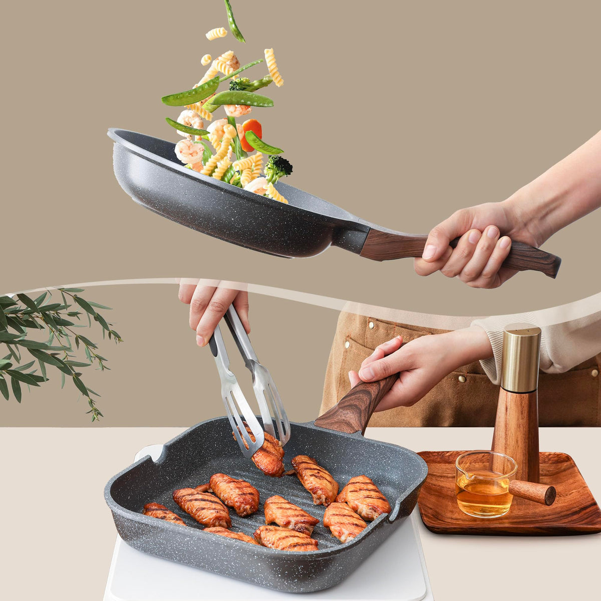 SENSARTE 4.5-quart casserole pan with lid for one-pot meals