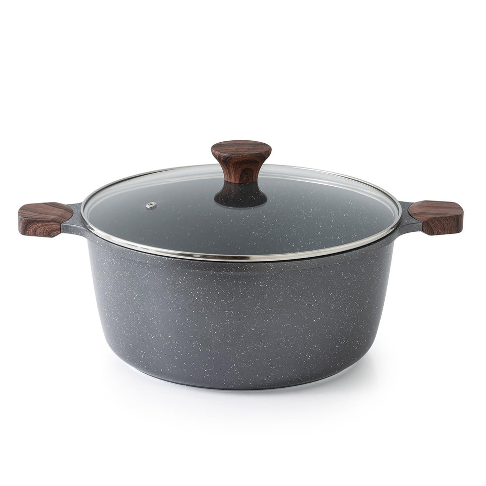 SENSARTE 7 Qt stock pot with lid enables easy, low-oil cooking