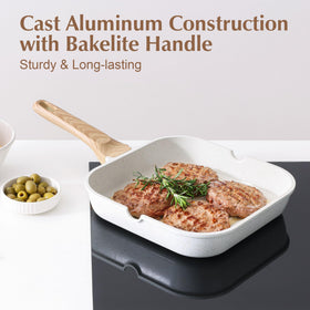 Sensarte 9.5-inch grill pan on stove, compact and versatile