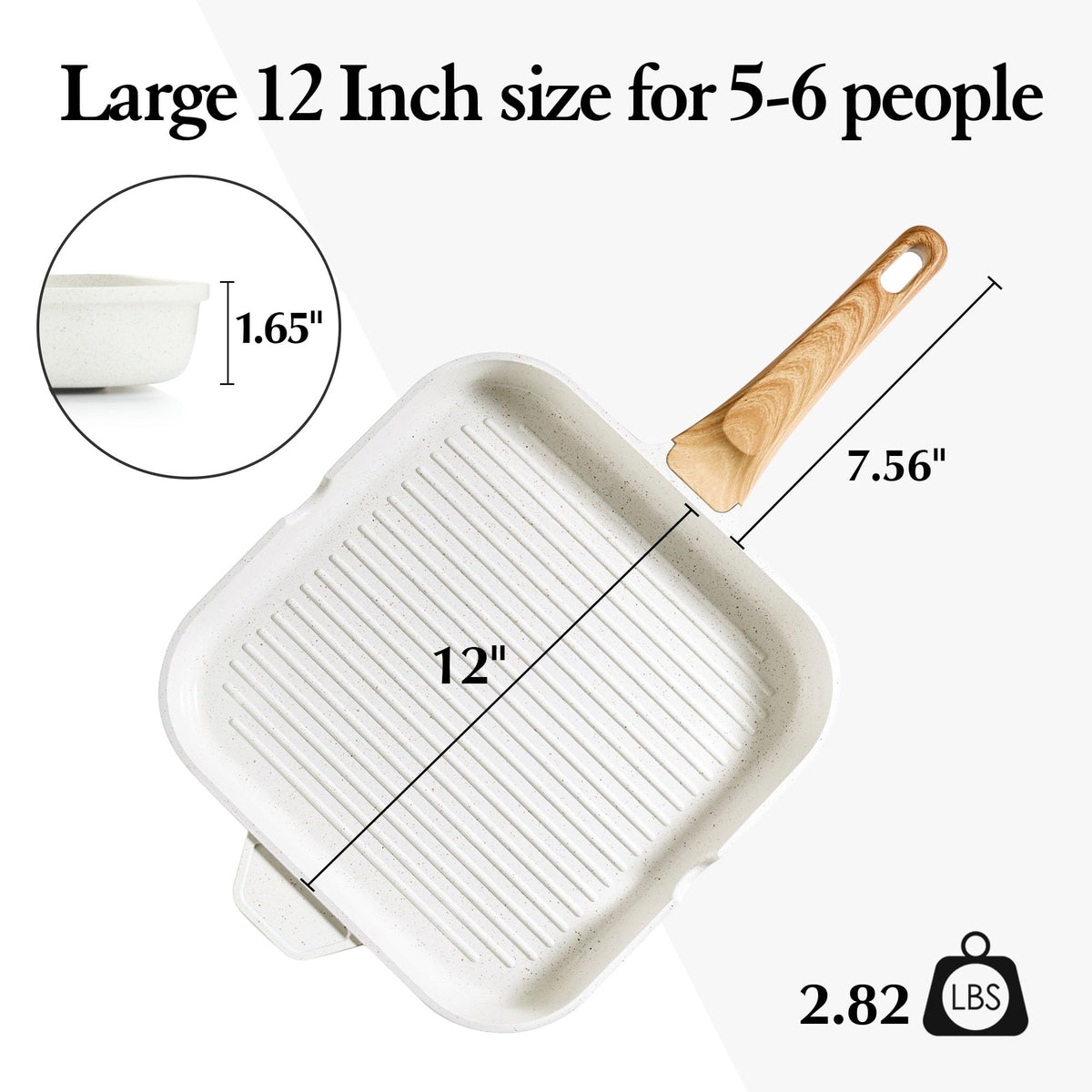 SENSARTE grill pan works on gas, electric, induction, and ceramic cooktops.
