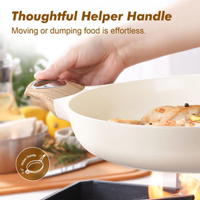 SENSARTE bakelite woodgrain handle stays cool for safe, confident flipping.