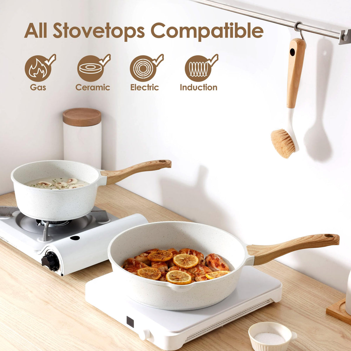 SENSARTE ceramic casserole 4.7 qt with lid, versatile for one-pot meals.