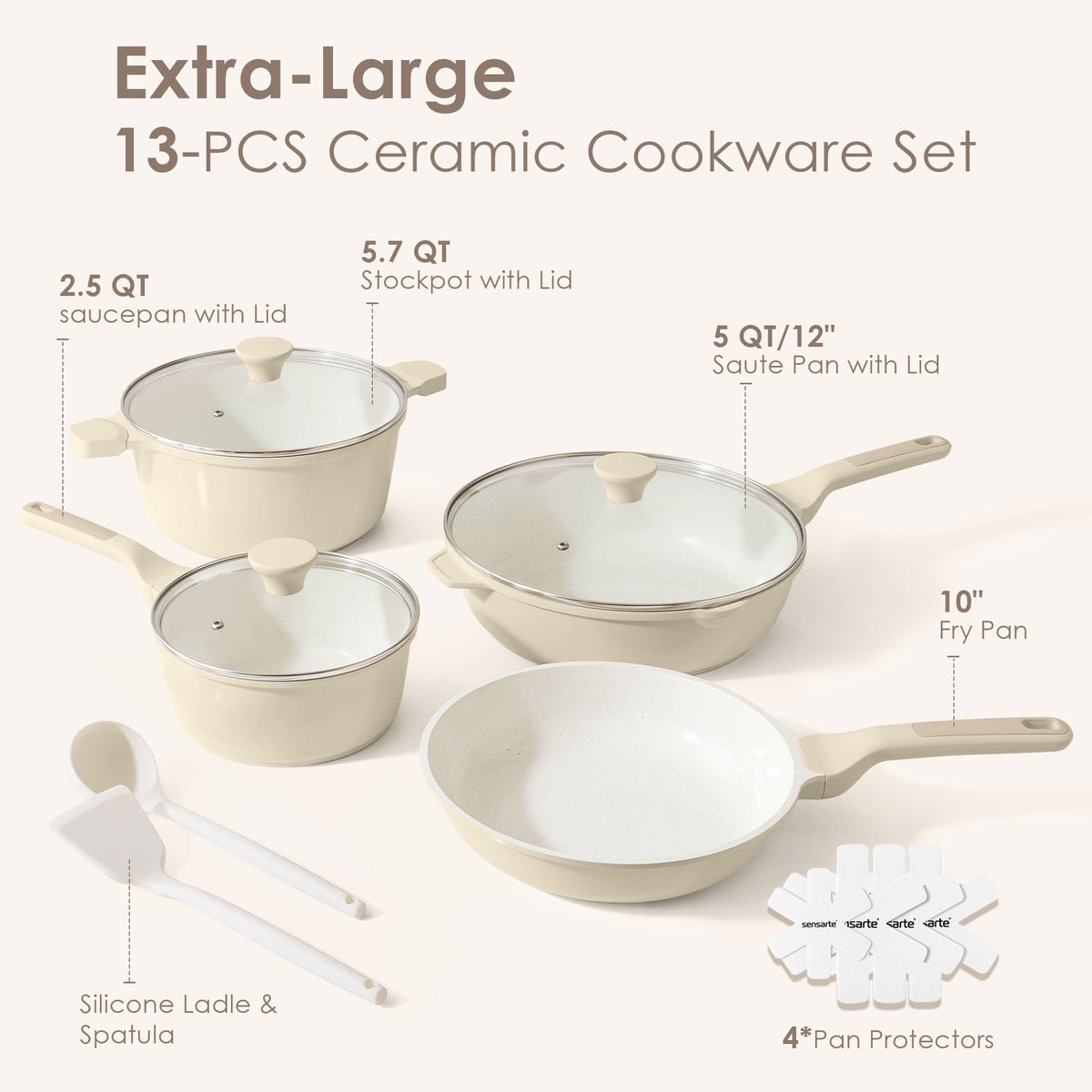 SENSARTE 12-inch sauté pan with lid delivers even heating for flavorful searing
