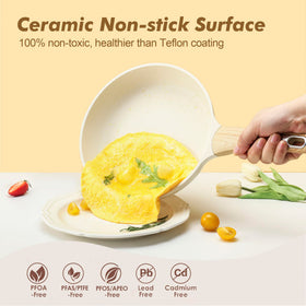 SENSARTE ceramic 9-1/2-inch frying pan promotes even heating and less oil