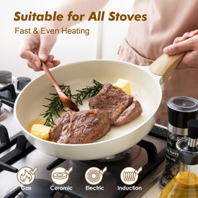 SENSARTE ceramic nonstick 11inch pan on induction base for versatile cooking.