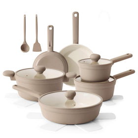 SENSARTE ceramic nonstick 17pc set for easy food release and quick cleanup.
