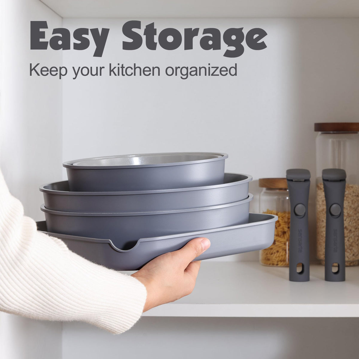 SENSARTE ceramic nonstick coating interior for healthier, low-oil cooking