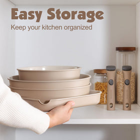 SENSARTE ceramic-nonstick coating highlights easy release and low-oil cooking