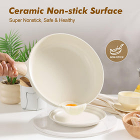 SENSARTE 9.5-inch ceramic nonstick frying pan for low-oil breakfasts and quick cleanup.