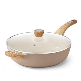 SENSARTE ceramic nonstick pan with lid enhances easy release for healthy, low oil meals.