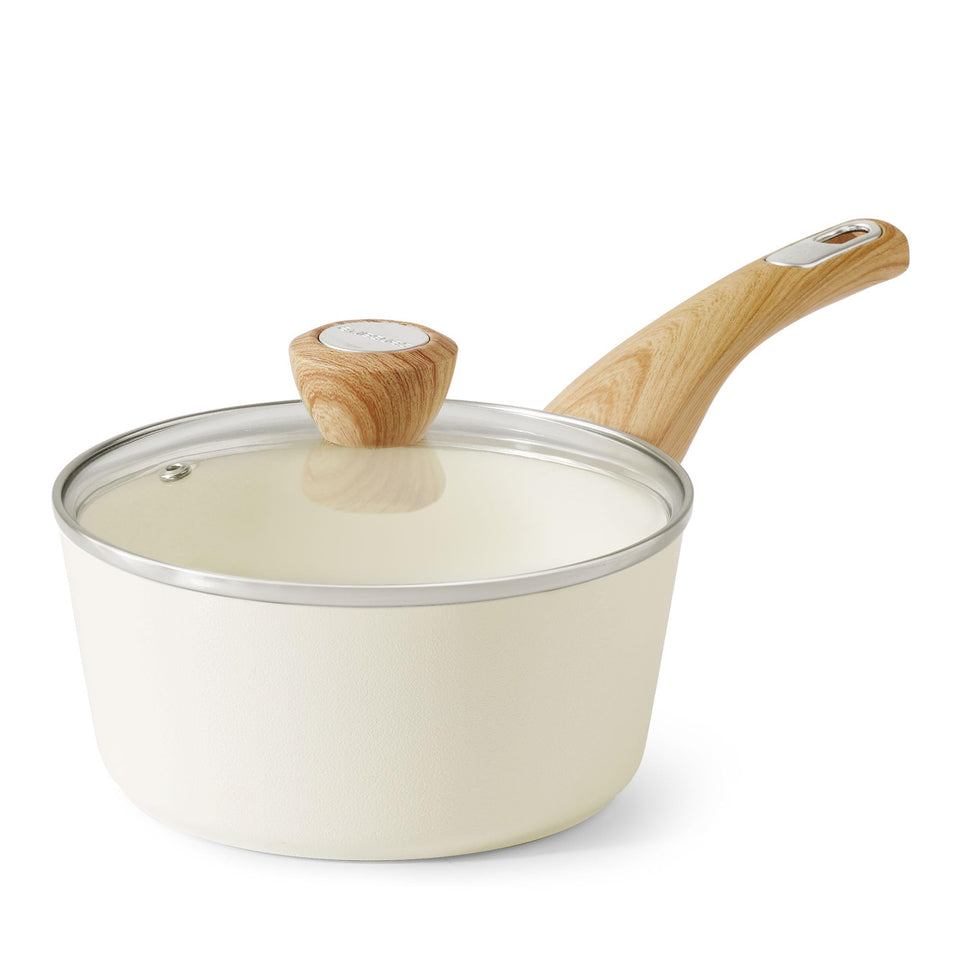 SENSARTE ceramic nonstick saucepan 1.5 qt with lid, easy cooking