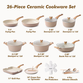 SENSARTE ceramic nonstick 2qt saucepan with lid for low oil cooking.