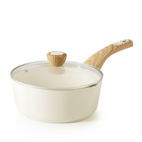 SENSARTE ceramic nonstick saucepan with lid for easy healthy cooking.