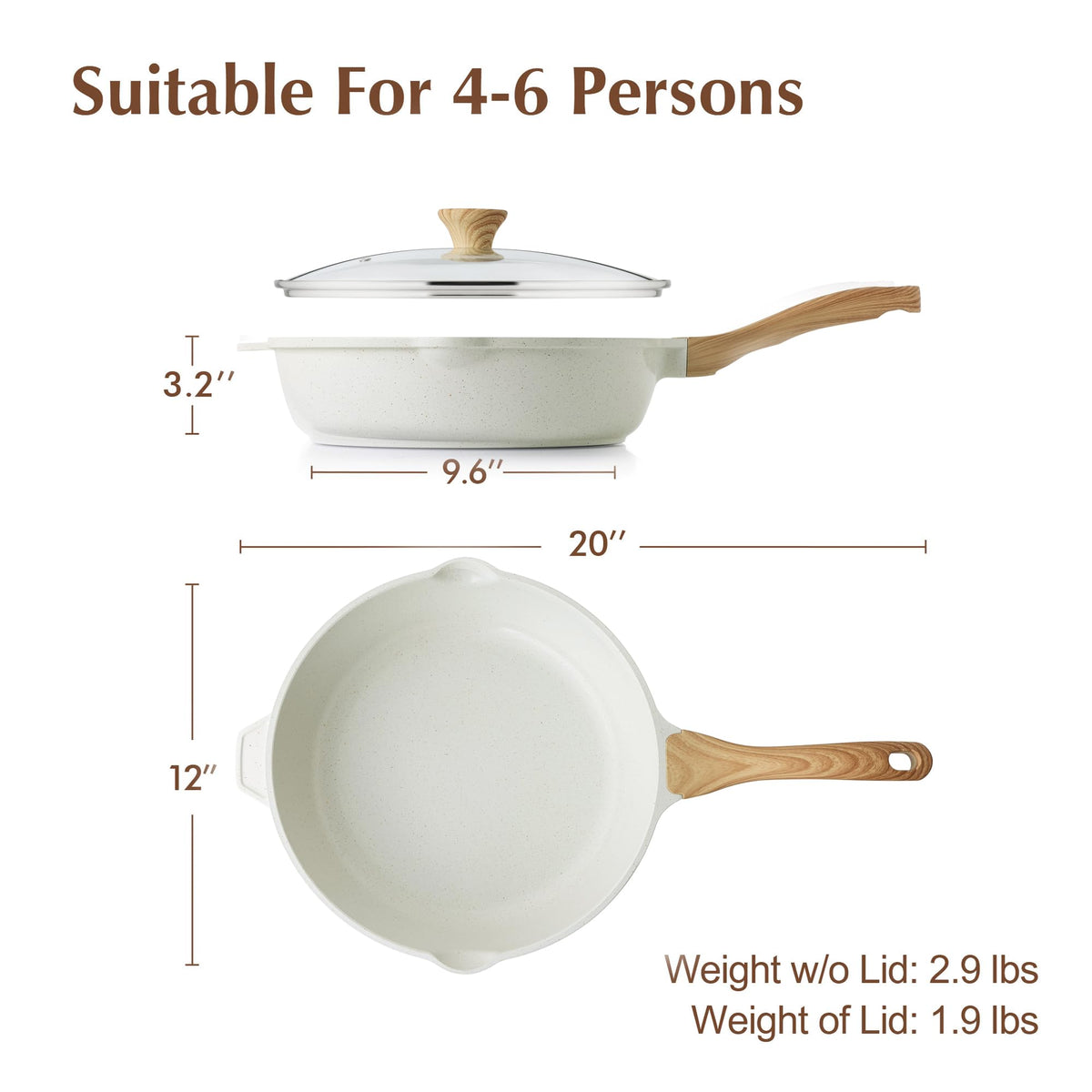 SENSARTE glass lid with heat-resistant handle for watching meals.