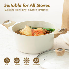 SENSARTE stockpot with stainless bottom, durable and warp-resistant for daily use.