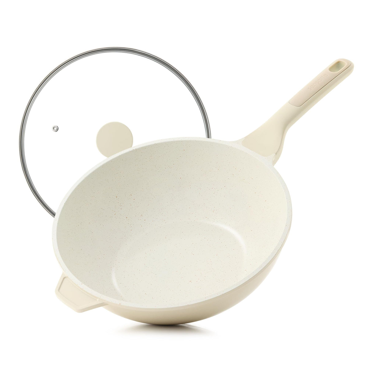 SENSARTE ceramic nonstick wok with lid for effortless stir-fry and easy cleanup.