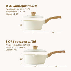 SENSARTE compact 2.0qt and 3.0qt set arranged for everyday meals.