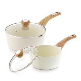 SENSARTE ceramic sauce pan set overview showing dual sizes for versatile daily cooking.