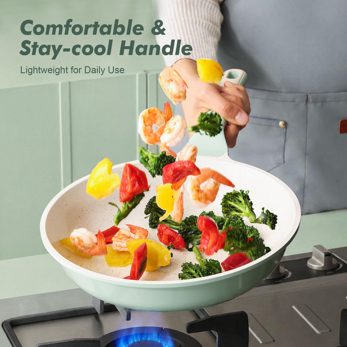 Sensarte 8in ceramic skillet dishwasher-safe for quick cleanup