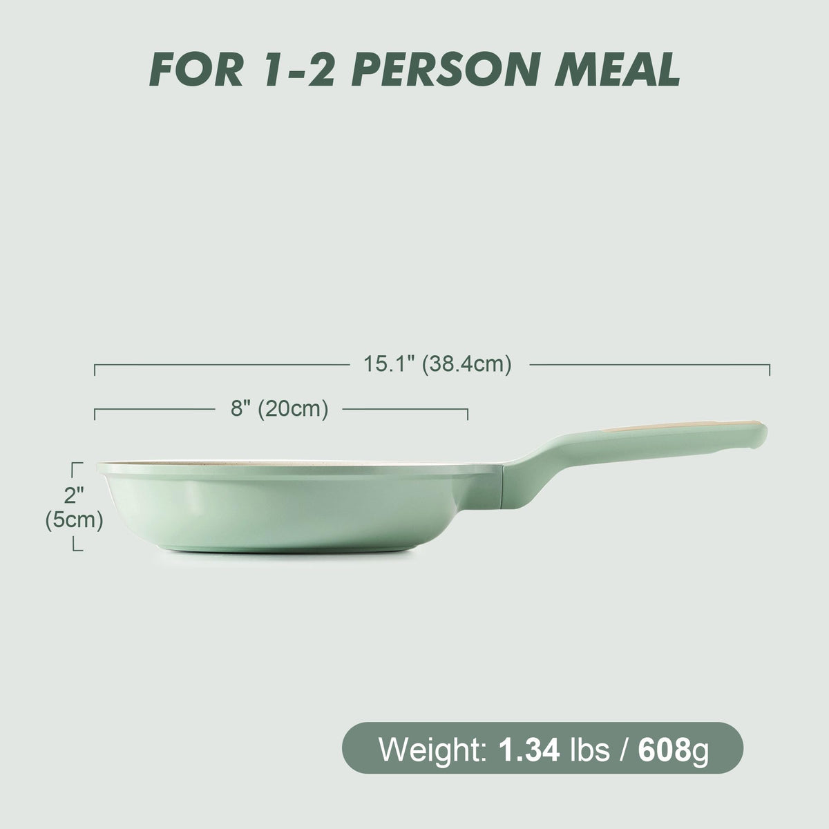 Sensarte 8in ceramic skillet handle detail highlighting comfortable grip