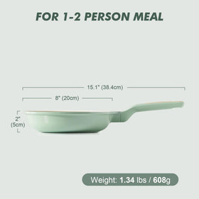 Sensarte 8in ceramic skillet handle detail highlighting comfortable grip