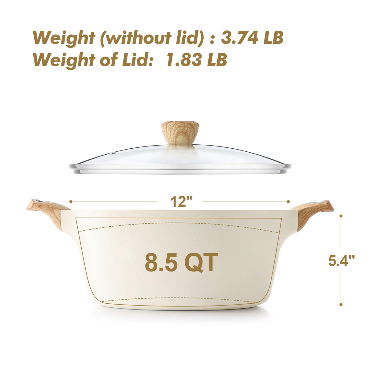 SENSARTE 4.5qt stock pot with glass lid for everyday meals.