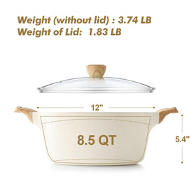 SENSARTE 4.5qt stock pot with glass lid for everyday meals.