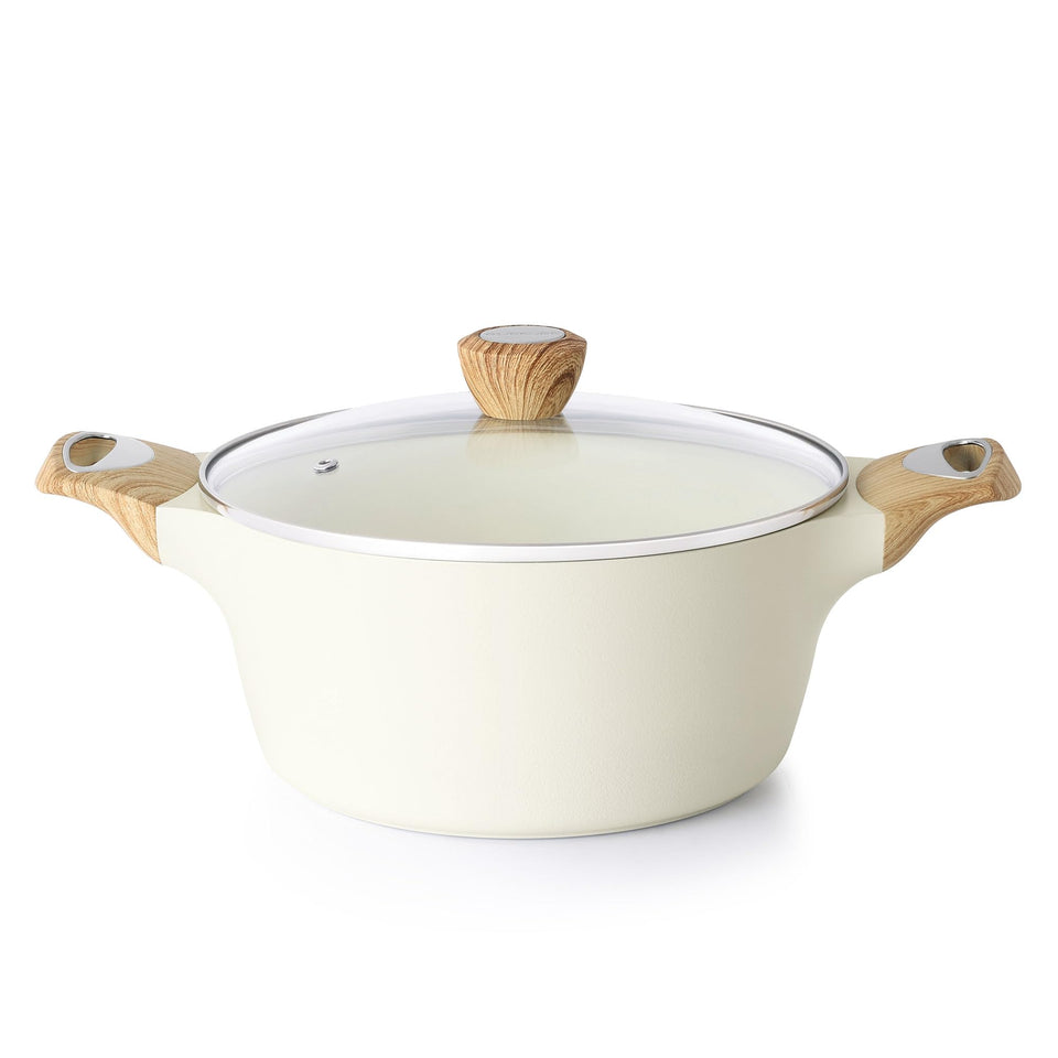 SENSARTE ceramic stock pot with lid on stove for even heat distribution
