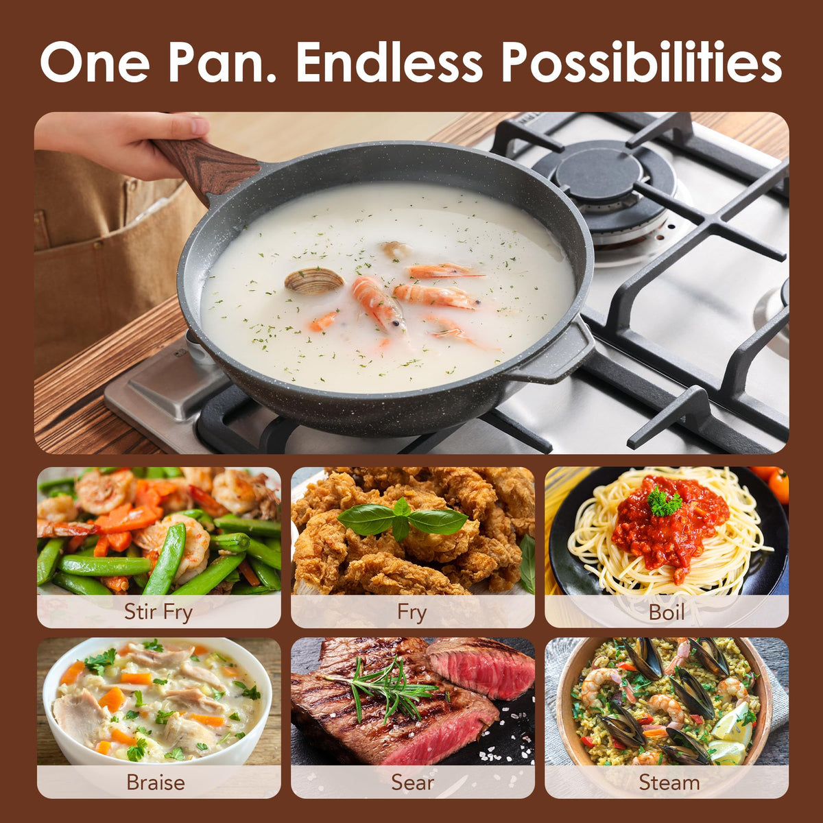 SENSARTE clear glass lid lets you monitor progress without lifting.