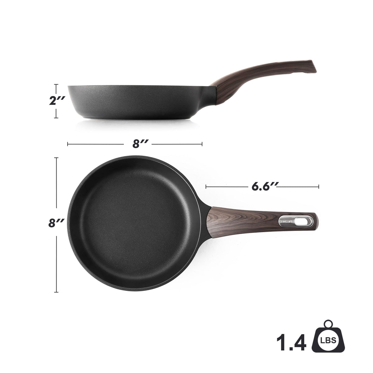 SENSARTE compact kitchen pan in black fits small spaces.