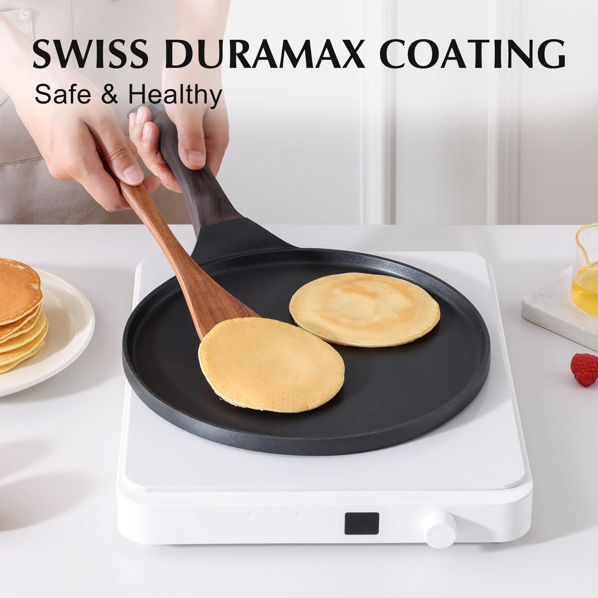 SENSARTE crepe pan stay cool handle ensures safe flipping